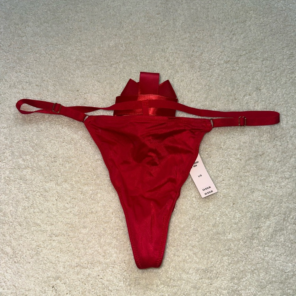 NEW Victoria’s Secret “Tied-with-a-Bow” Adjustable V String Panty SIZE- L